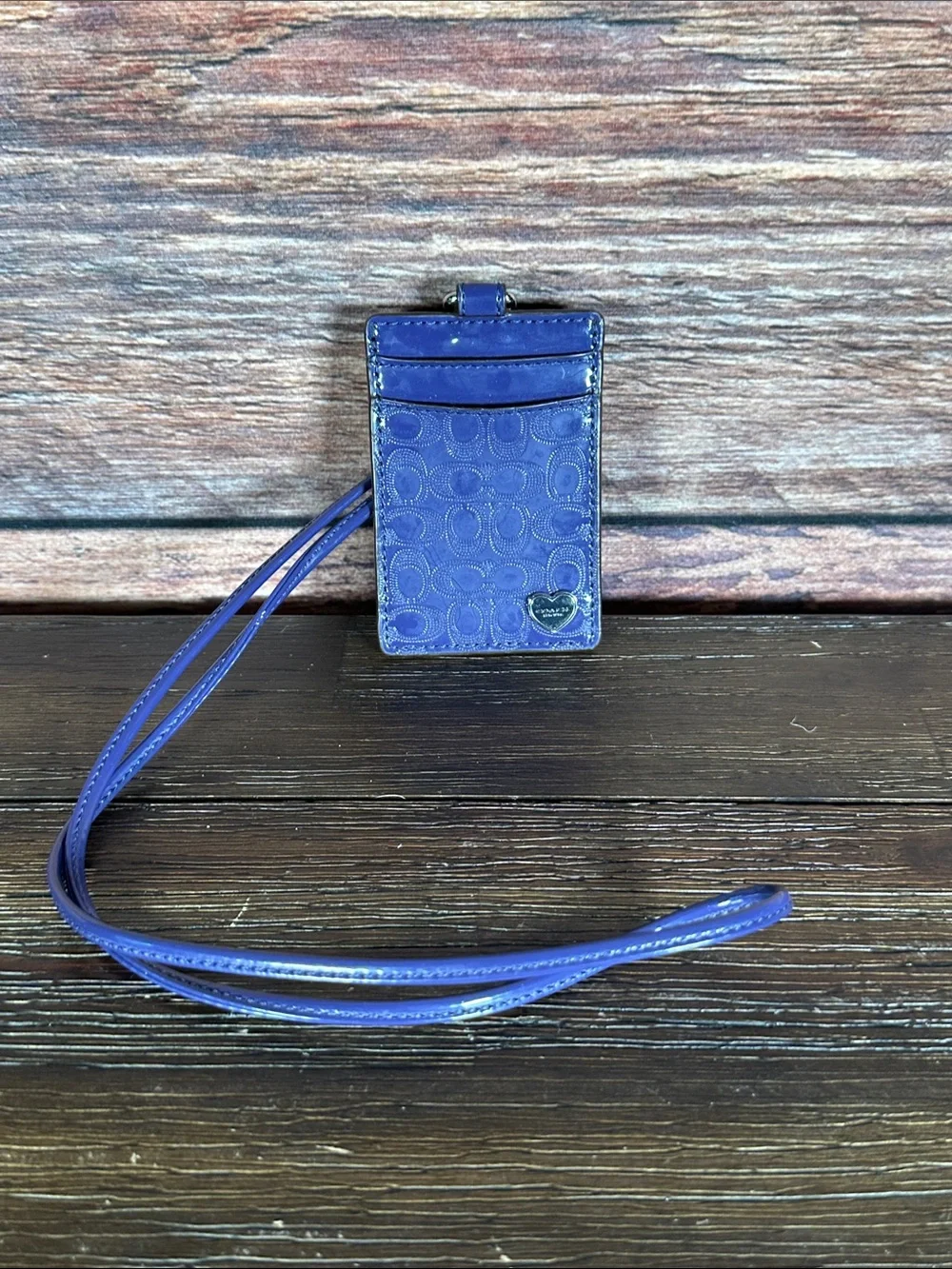 Coach Purple Signature Lanyard Card Holder